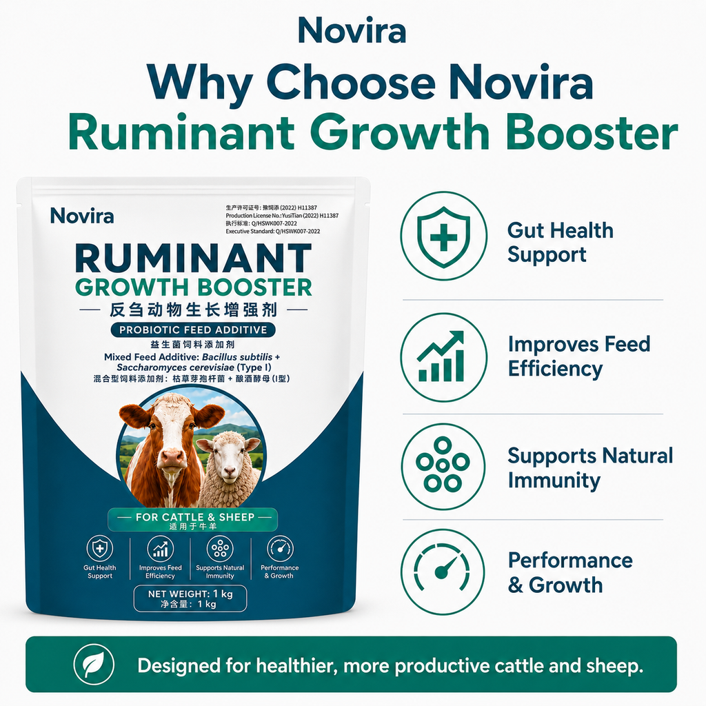 Novira Ruminant Growth Booster Probiotic Feed Additive for Cattle & Sheep, 1kg